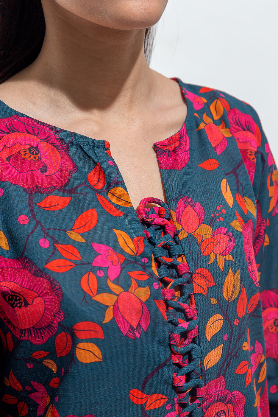 Printed Slub Khaddar Shirt (Pret)