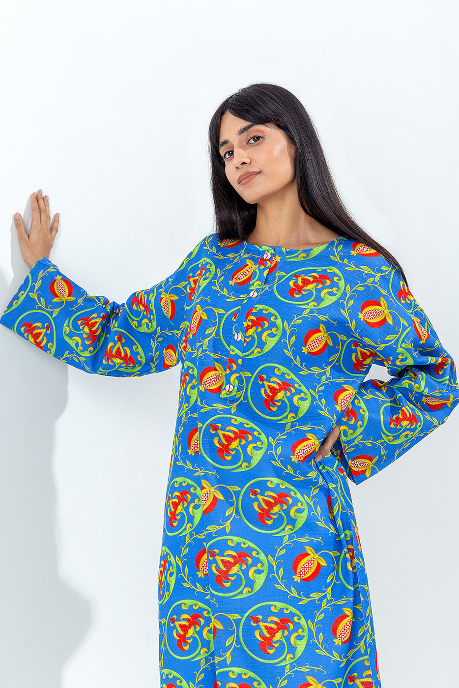 Printed Slub Khaddar Shirt (Pret)