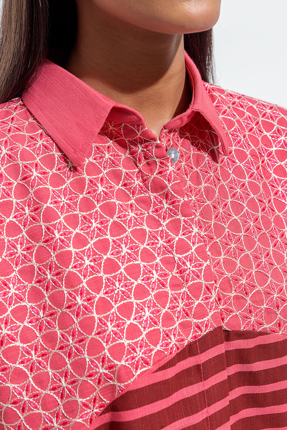 Embroidered Slub Khaddar Shirt (Pret)