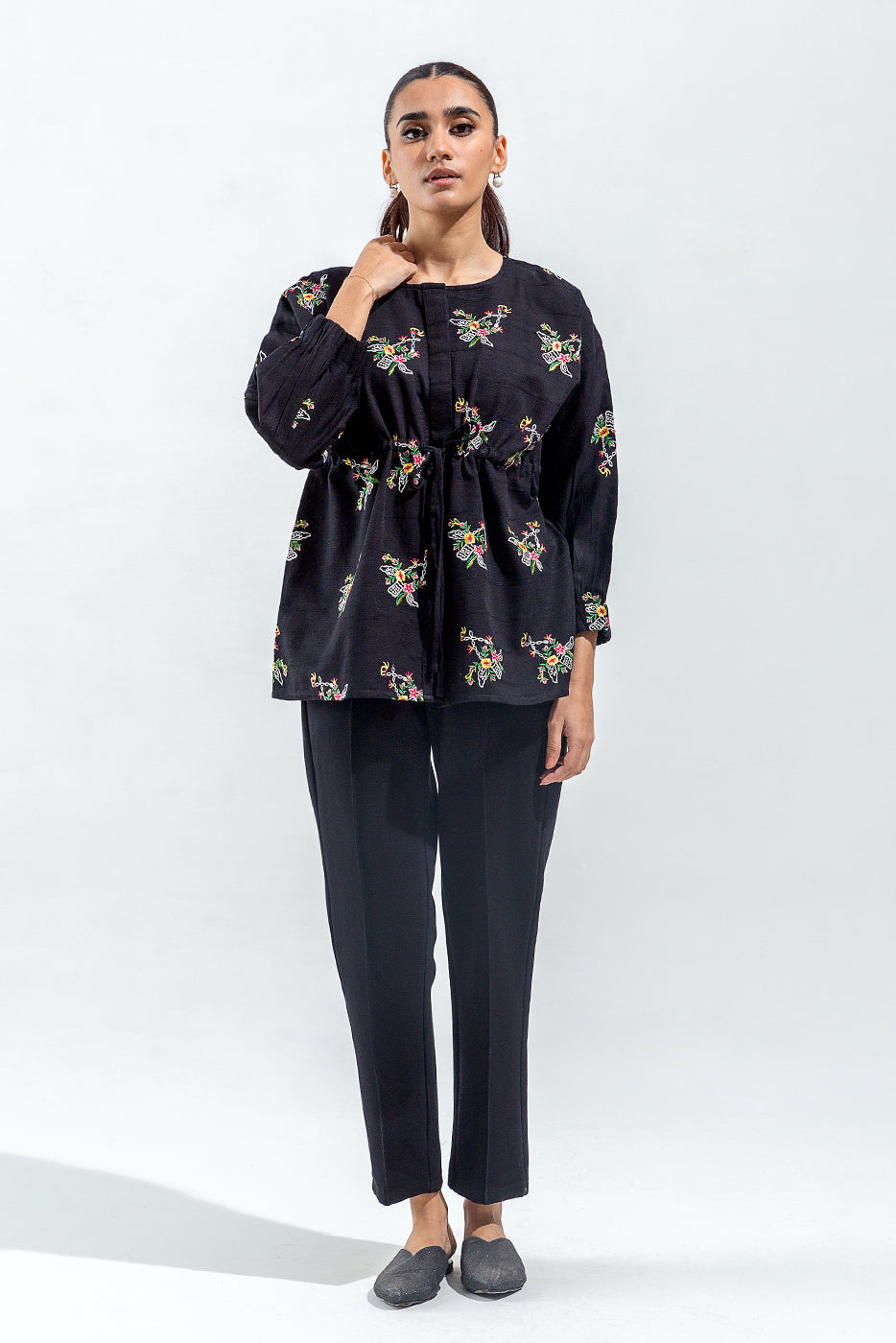 Embroidered Khaddar Jacquard Shirt (Pret)