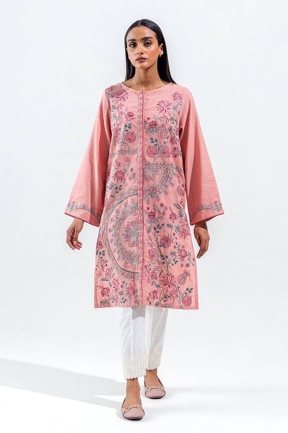 Embroidered Slub Khaddar Shirt (Pret)