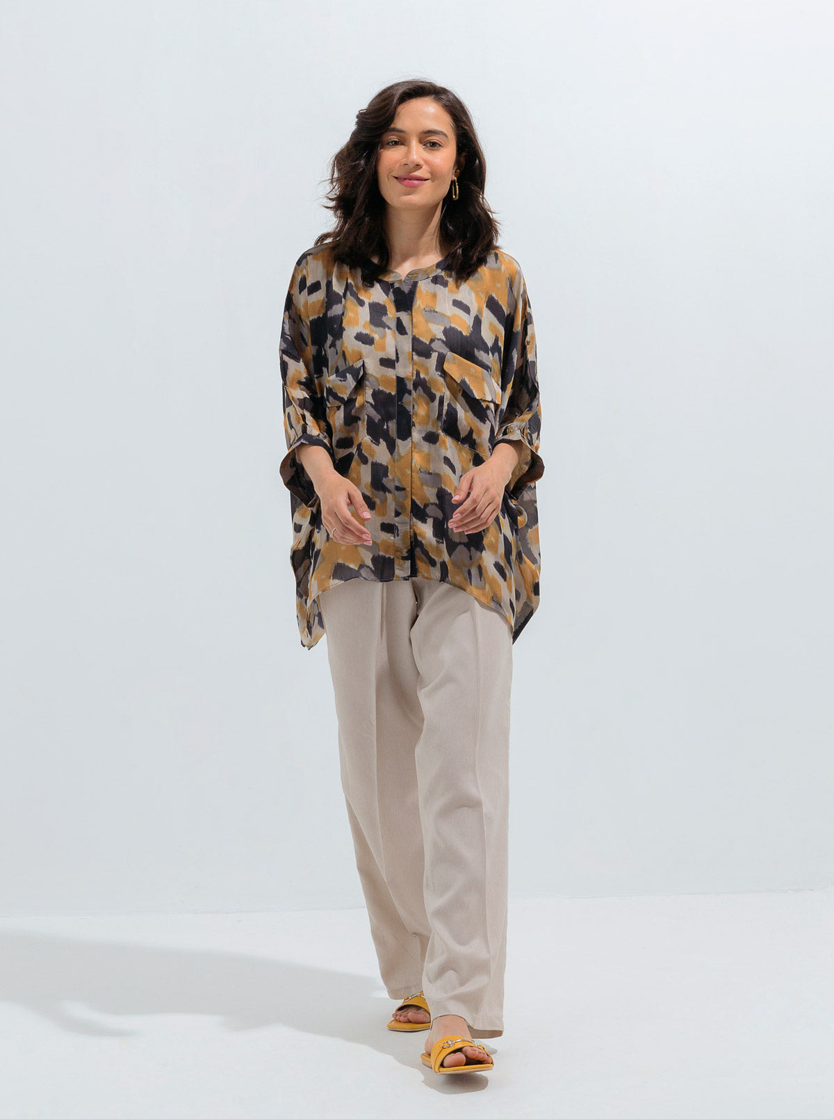 Abstract Print Boxy Flowy Top