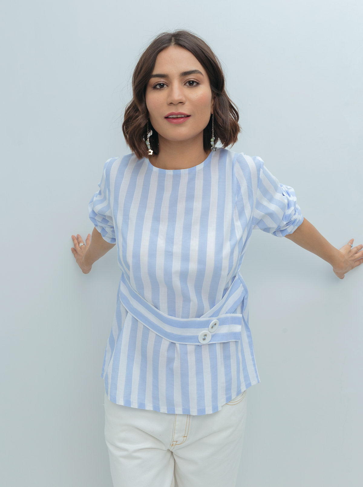 Striped Front Belt Top