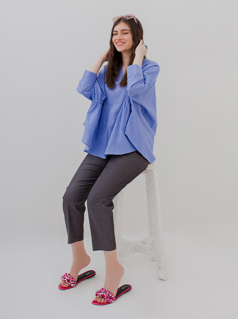 Cobalt Blue Gathered Top