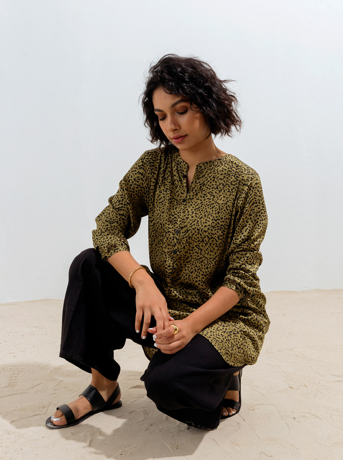 Olive Animal Print Tunic