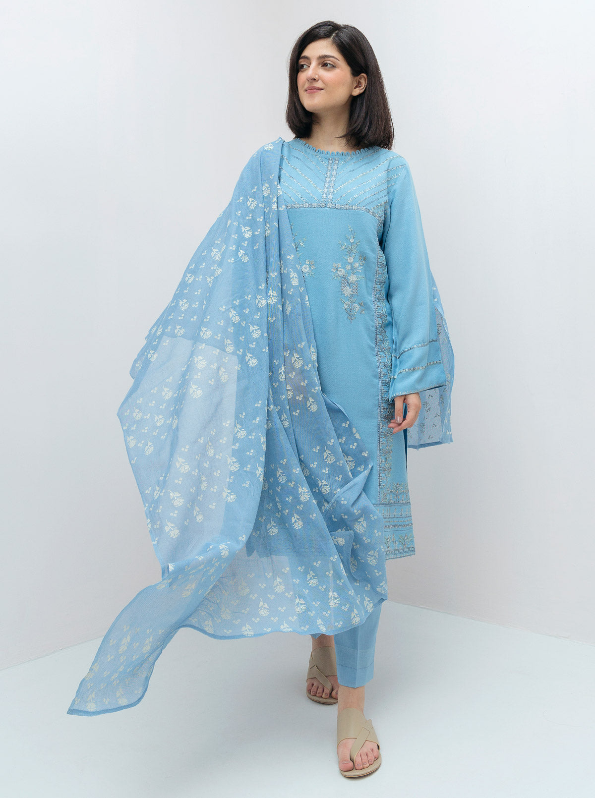 Embroidered Shirt With Dupatta