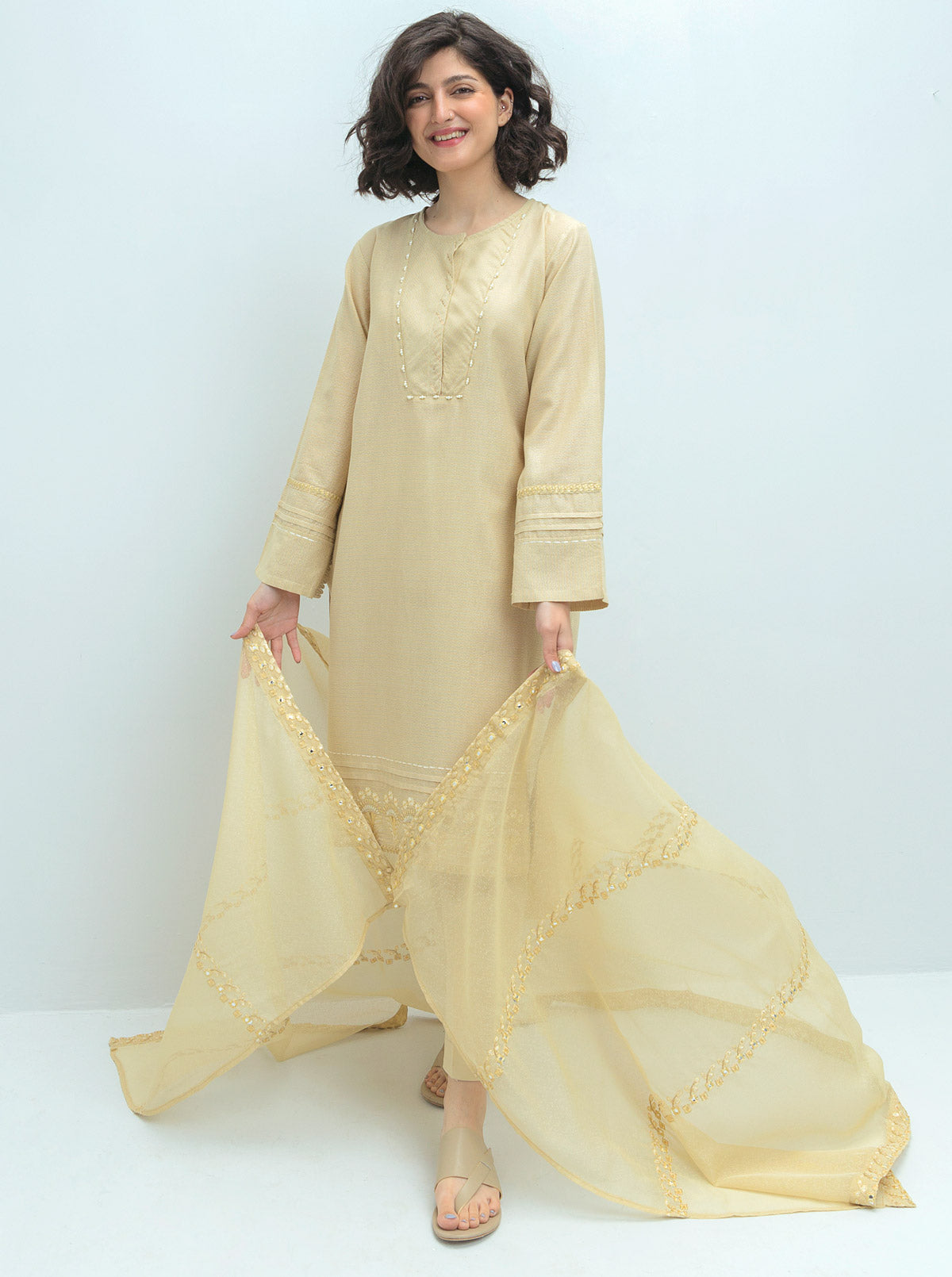 Embroidered Shirt With Dupatta