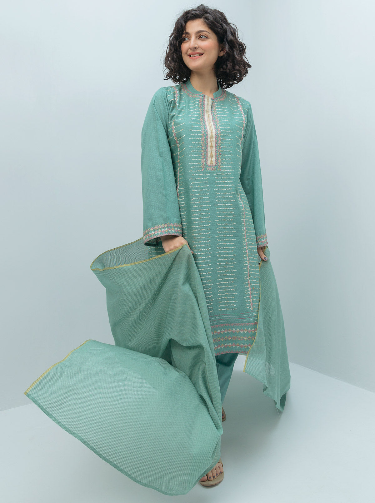 Embroidered Shirt With Dupatta
