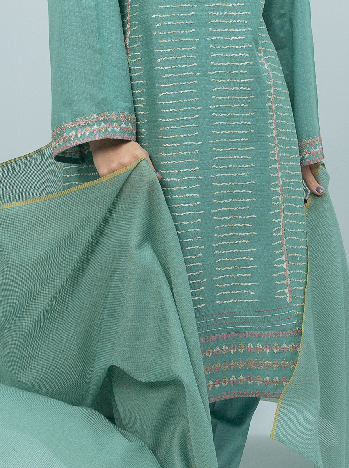Embroidered Shirt With Dupatta