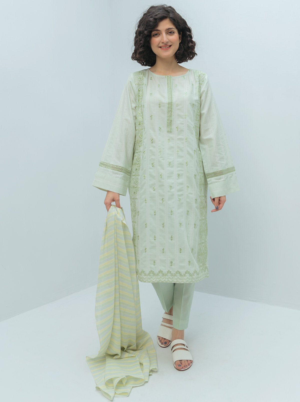 Embroidered Shirt With Dupatta