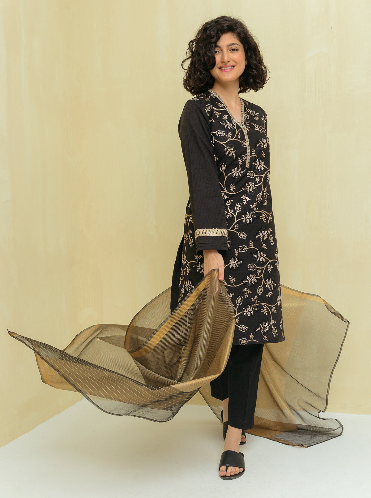 Embroidered Shirt With Dupatta