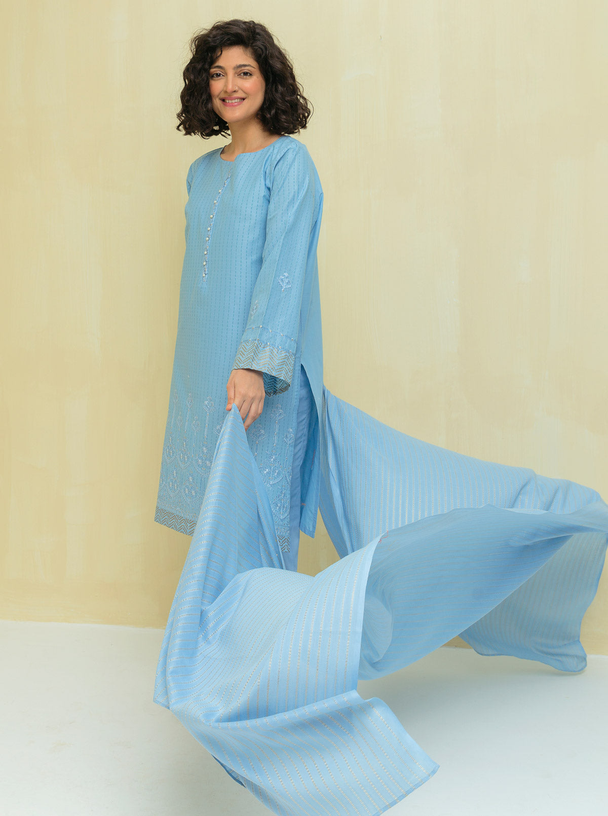 Embroidered Shirt With Dupatta