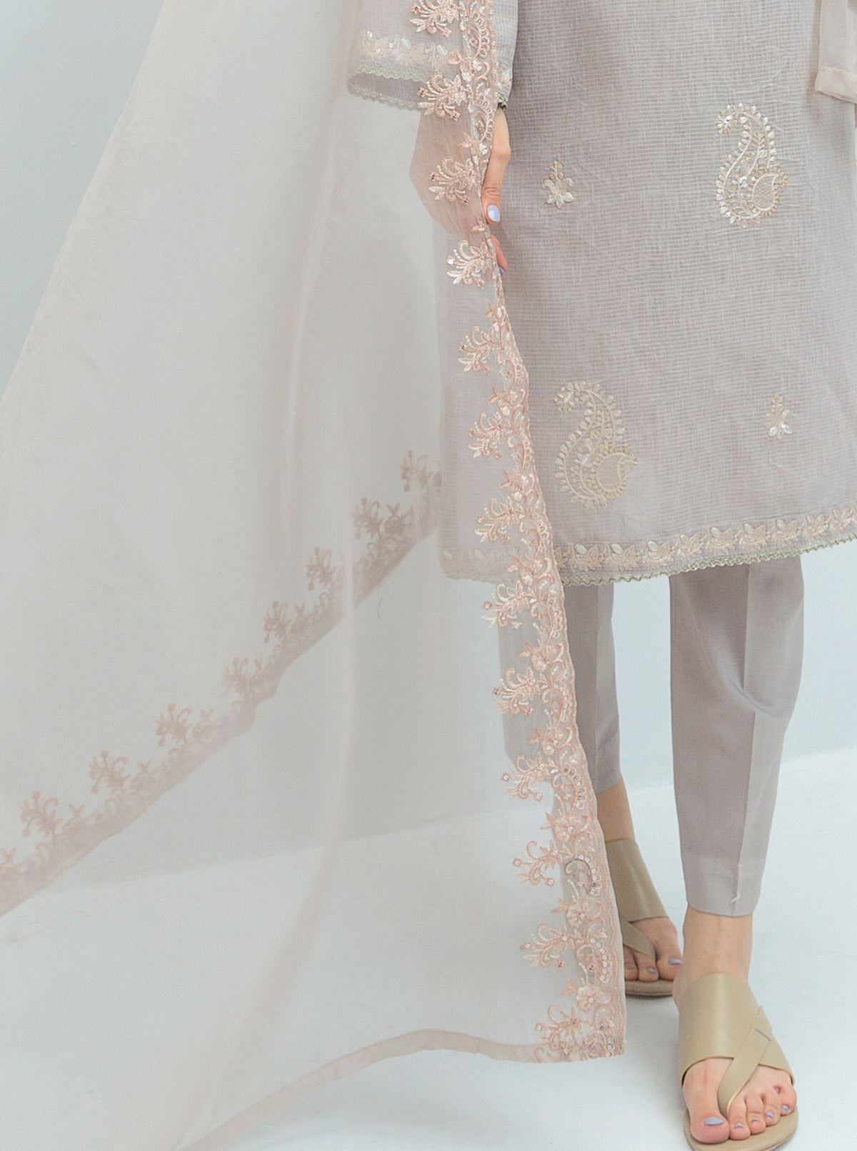 Embroidered Shirt With Dupatta