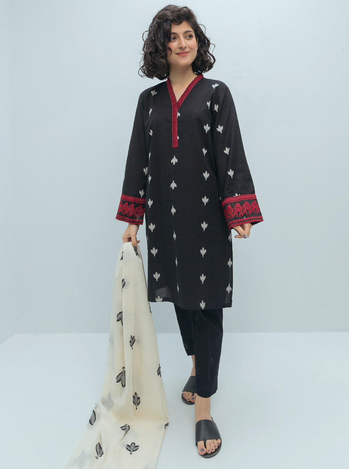 Embroidered Shirt With Dupatta