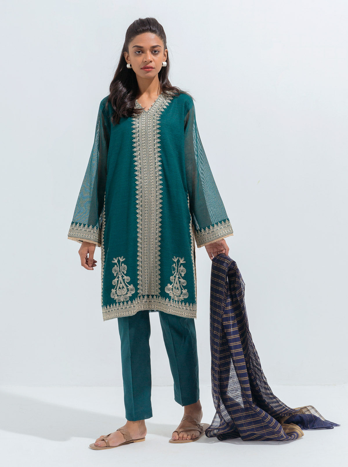 Embroidered Shirt With Dupatta