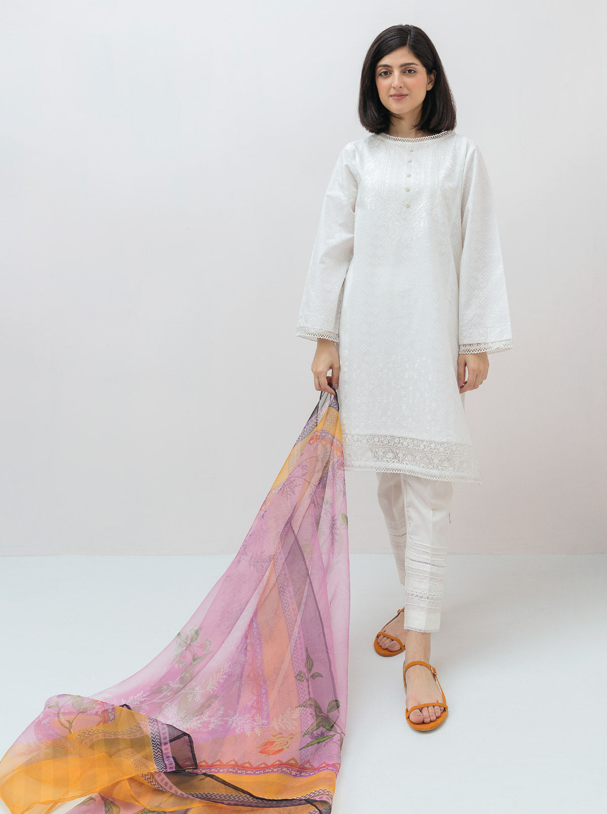 Embroidered Shirt With Dupatta