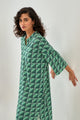 Printed Cotton Jersey Collar Long Tunic