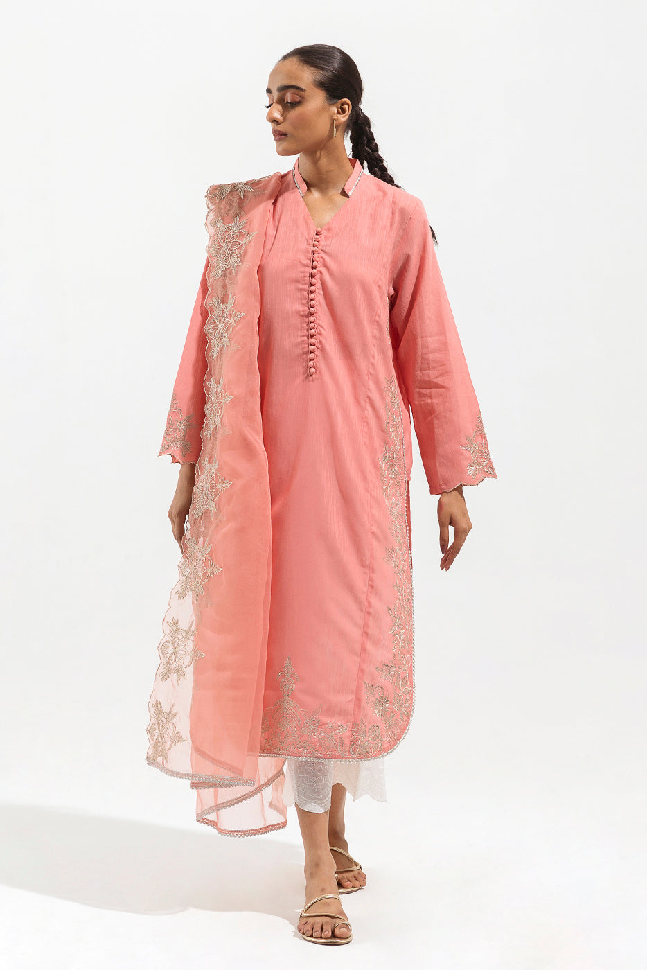 Embroidered Slub Lawn Shirt (Luxury Pret)