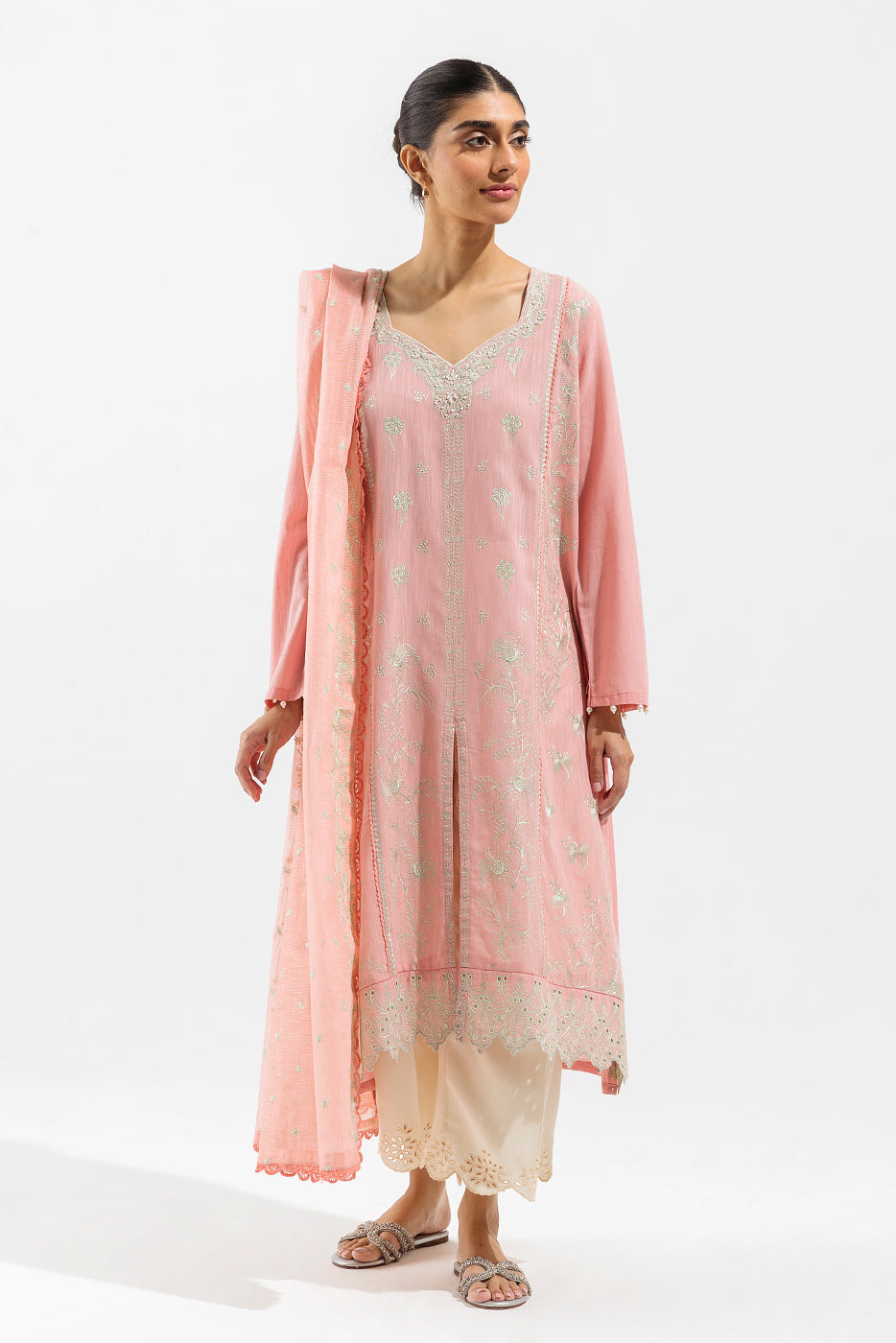 Embroidered Shirt With Dupatta