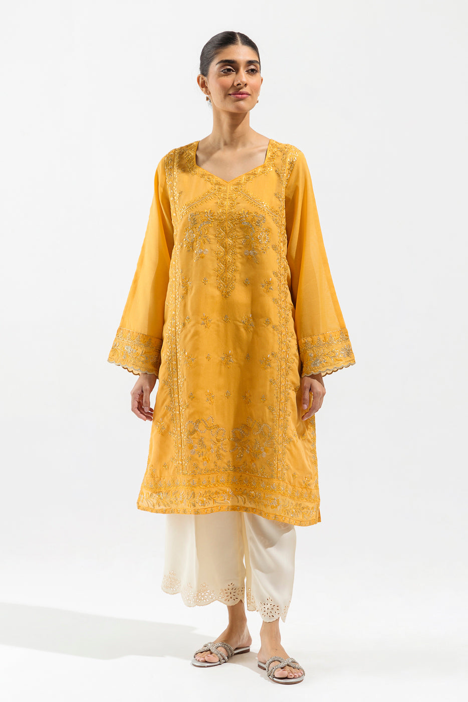 Embroidered Paper Cotton Shirt (Luxury Pret)