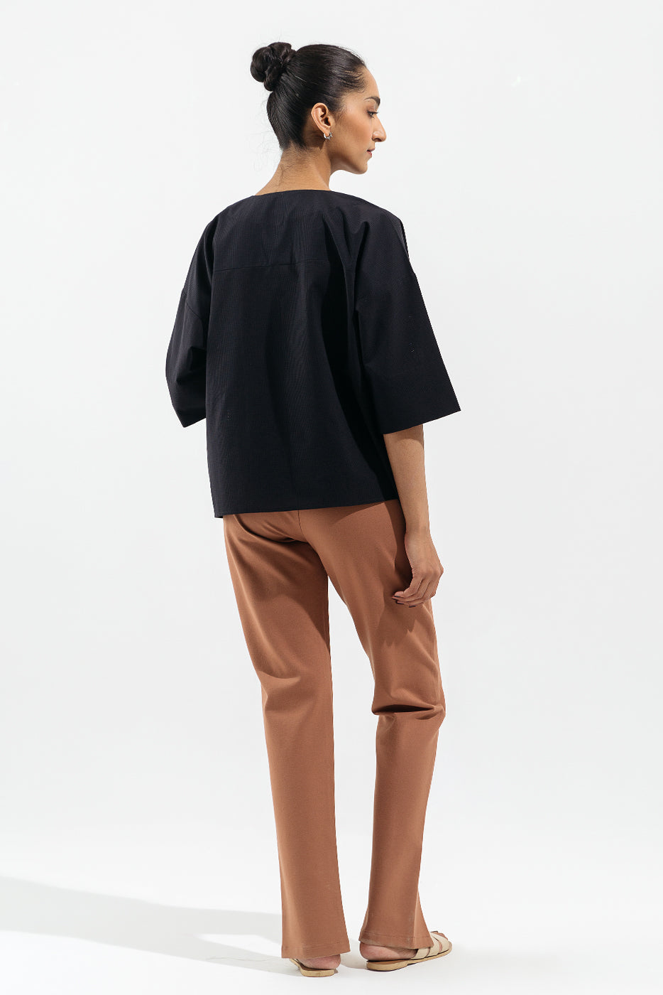Navy Blue V Neck Top
