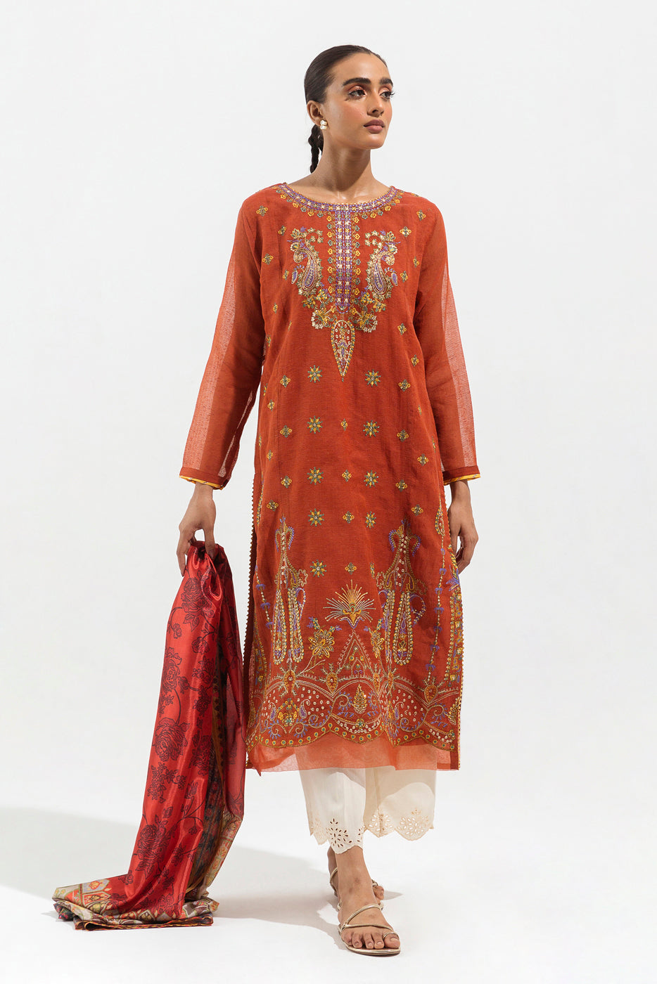 2 Piece Embroidered Multi Neps Suit (Luxury Pret)