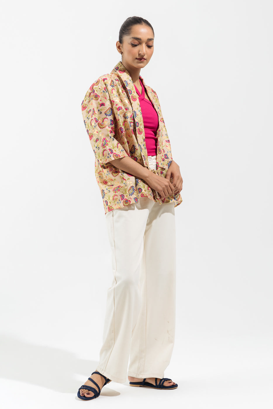 Beige Floral Printed Top