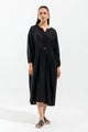 Black Overlapped Waist Long Dress