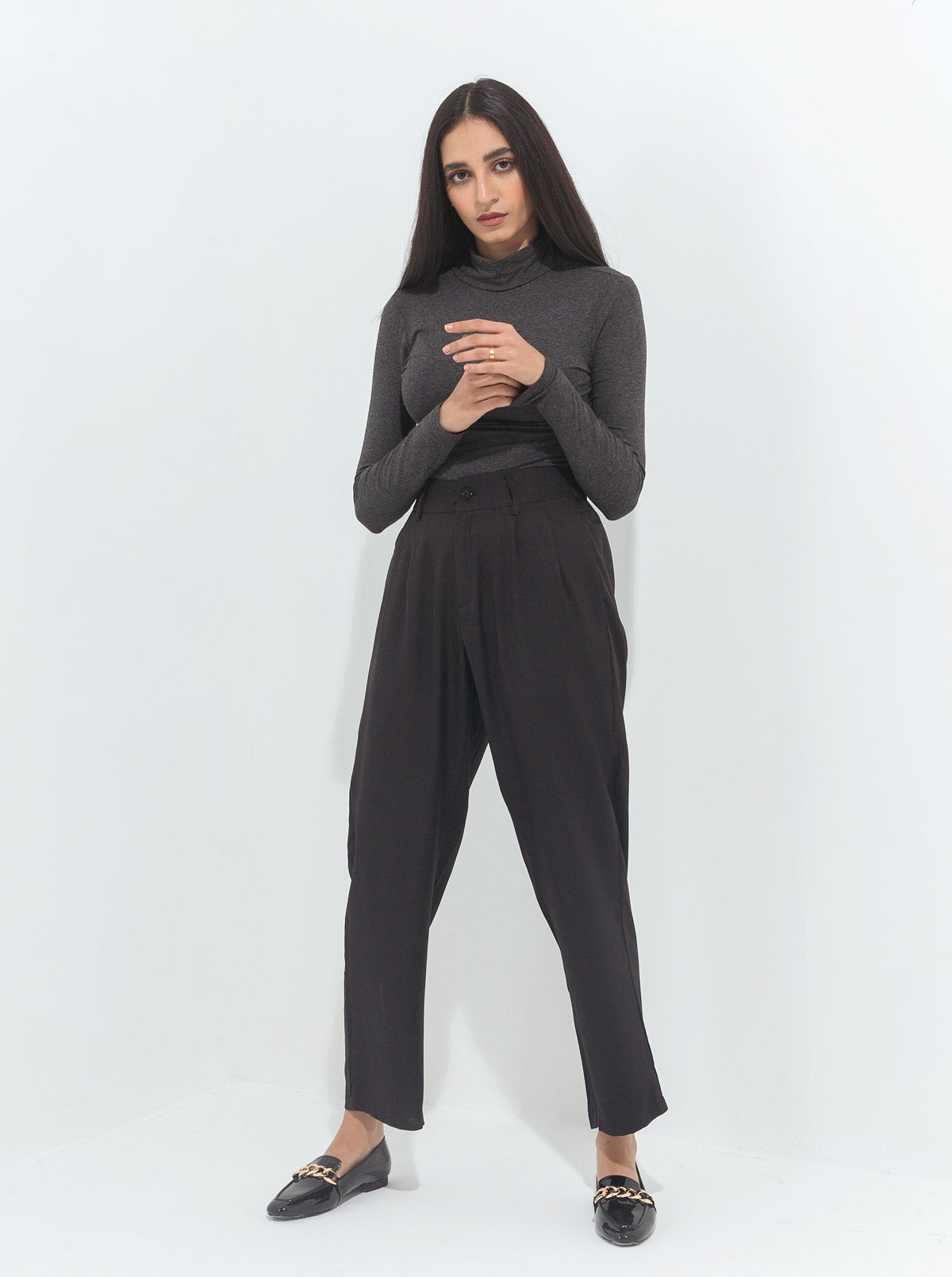 Black Straight Tailored Pants