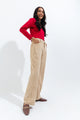 Beige Corduroy Wide Leg Pants