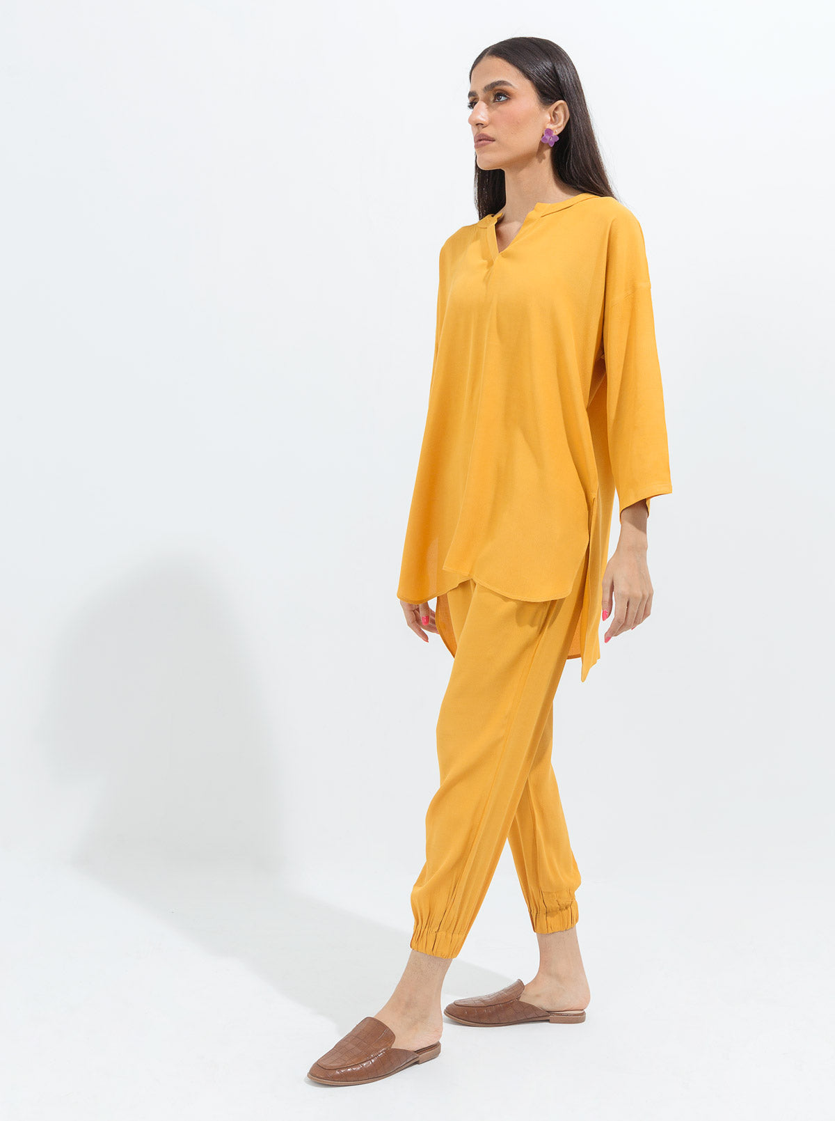 Mustard Crepe Co-Ord Set