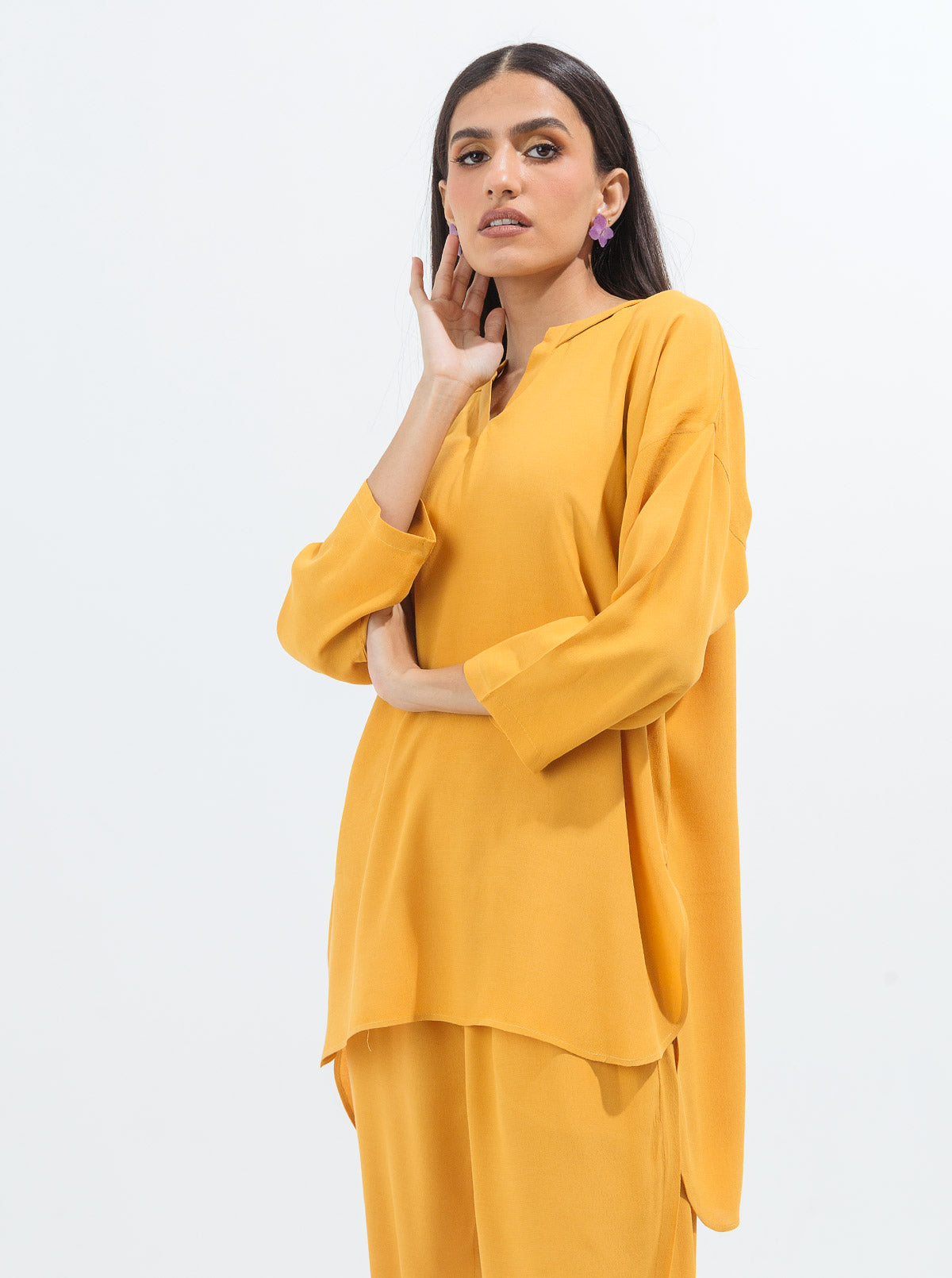 Mustard Crepe Co-Ord Set