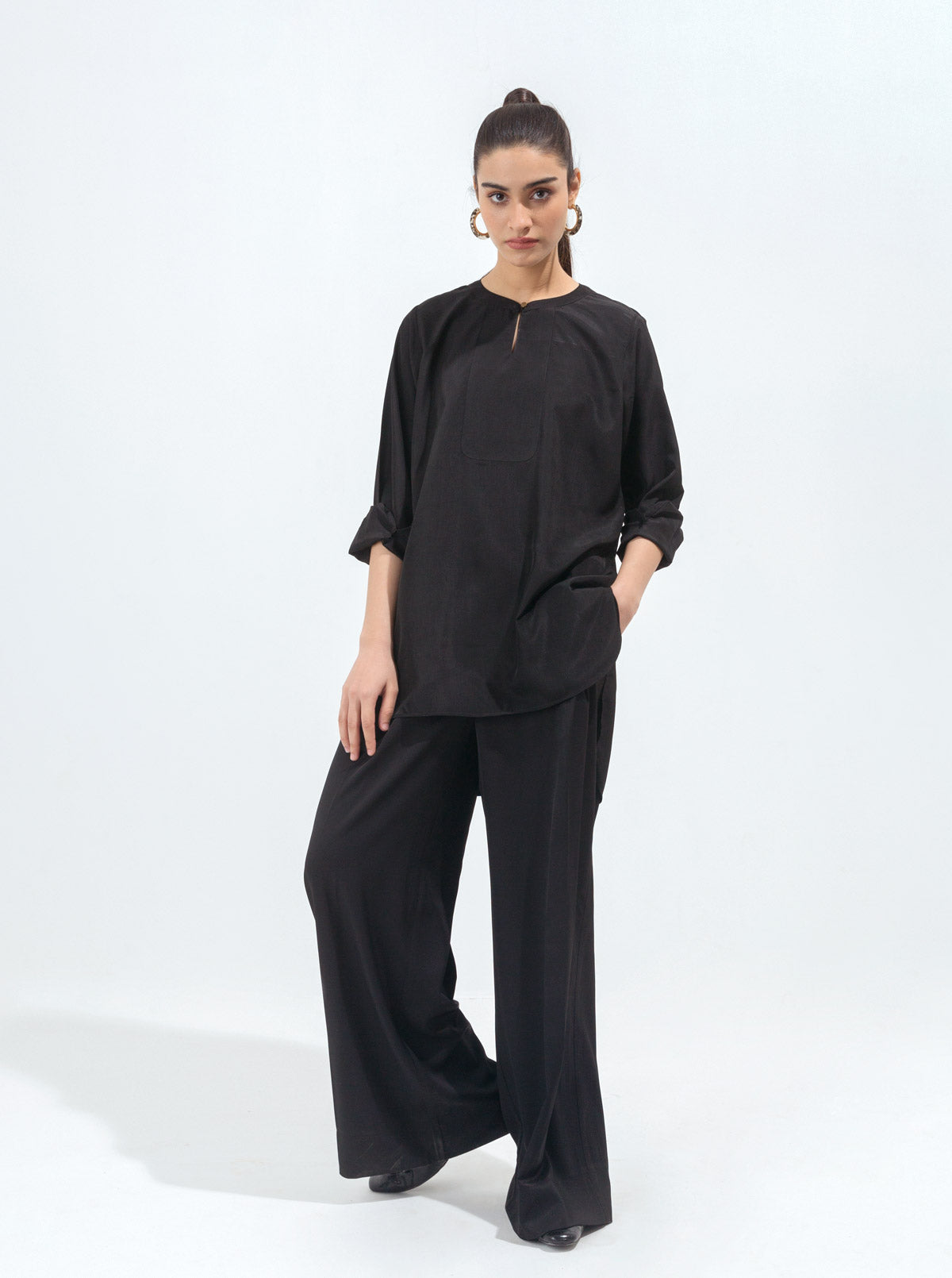 Black High Low Grip Top