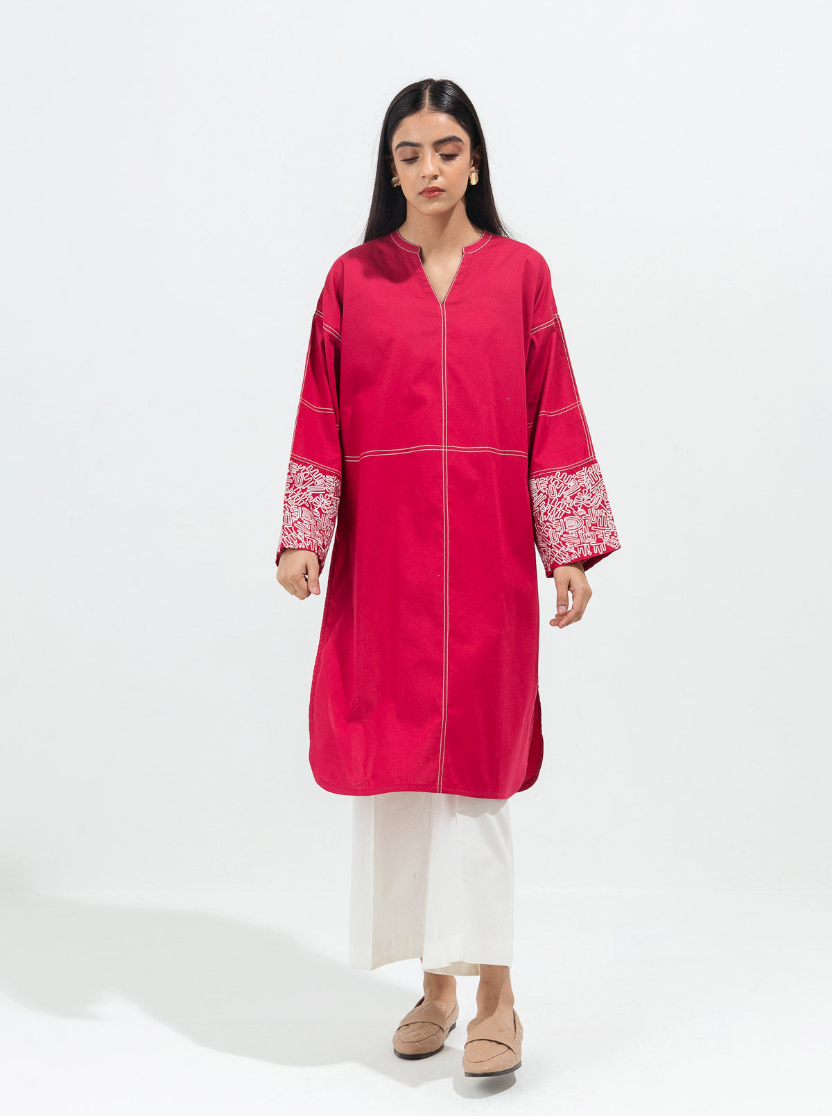 Embroidered Cambric Shirt (Pret)