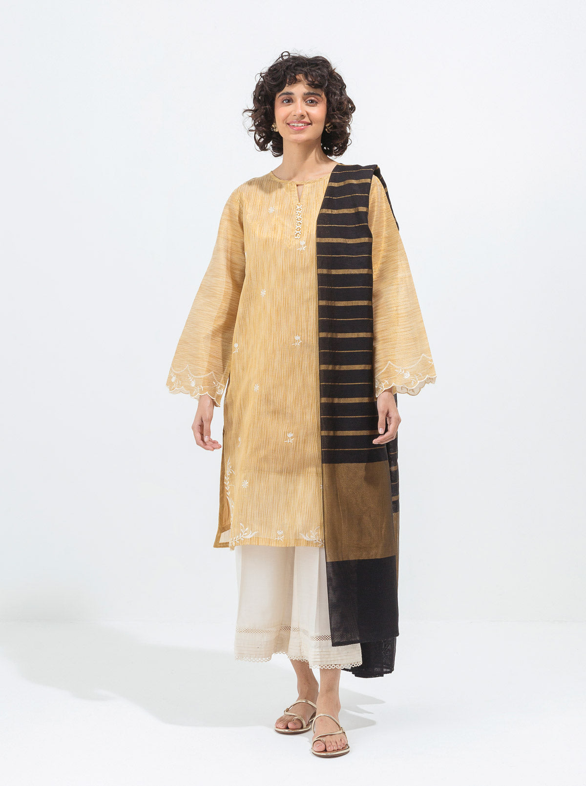 Embroidered Shirt With Dupatta