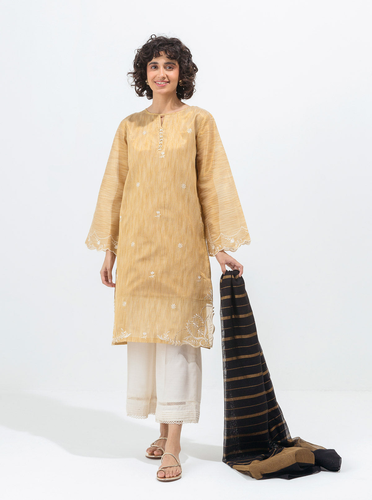 Embroidered Shirt With Dupatta