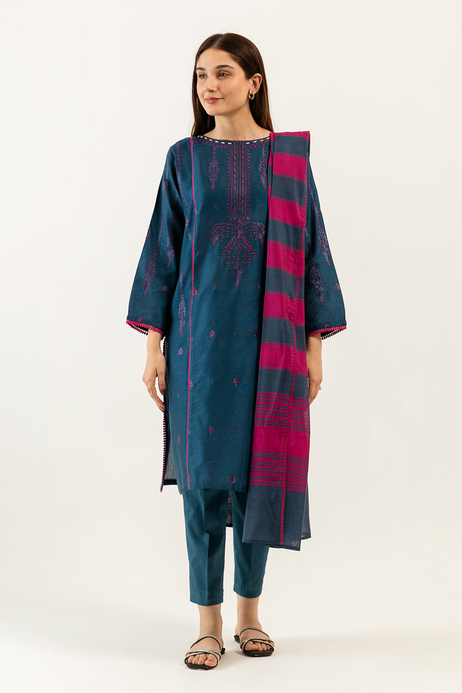 Embroidered Shirt With Dupatta