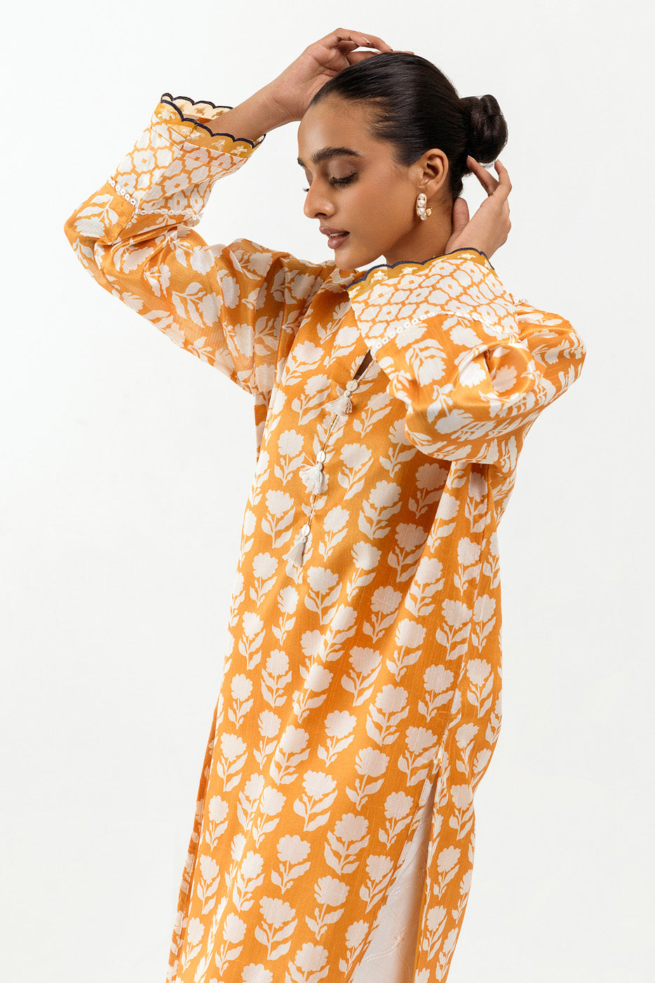 Printed Organza Shirt (Luxury Pret)