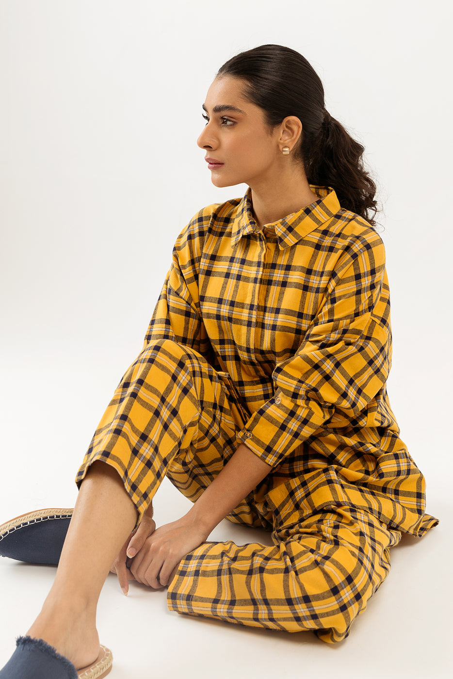 Mustard Checkered Coord Set