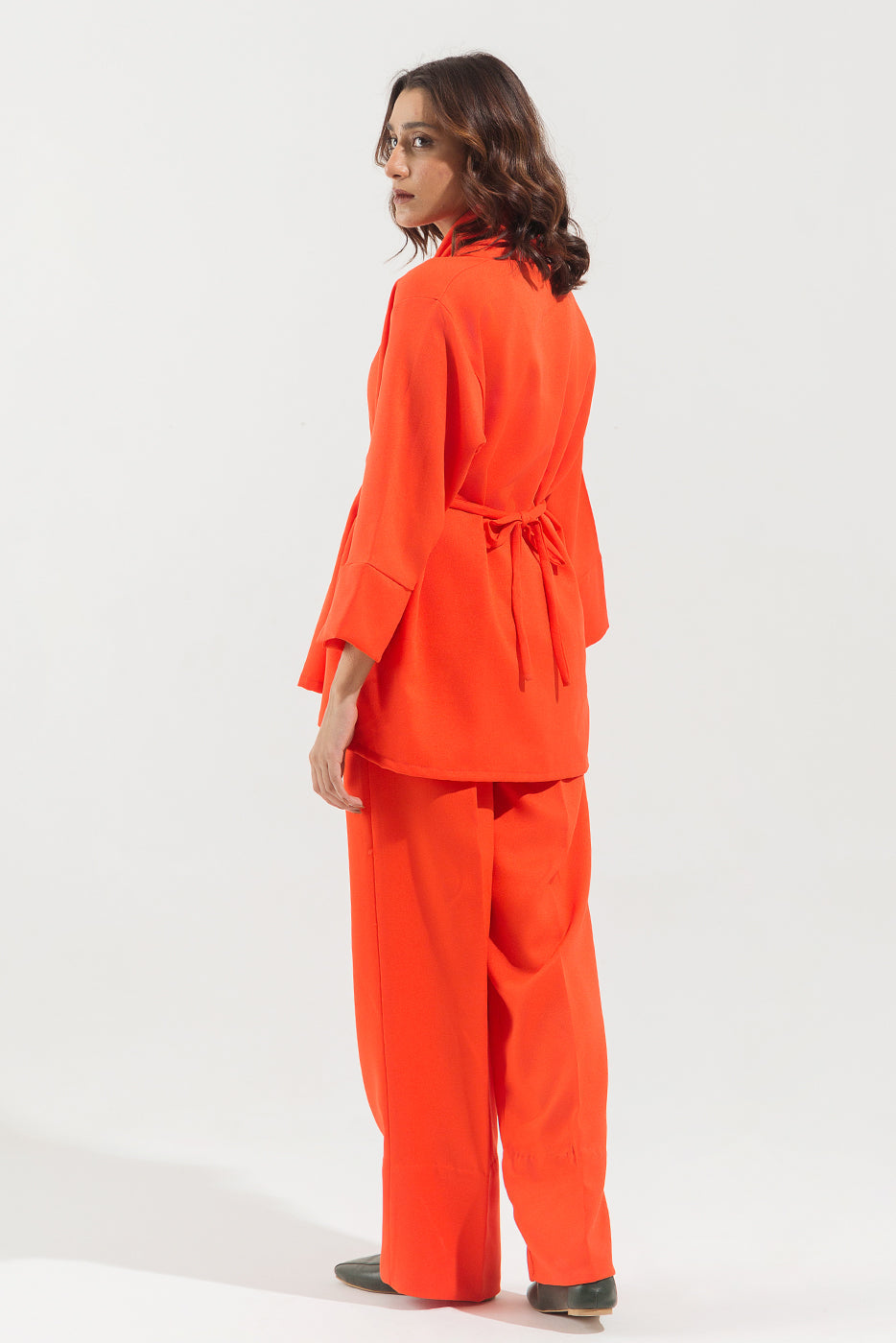Orange Shawl Collar Co-Ord Set
