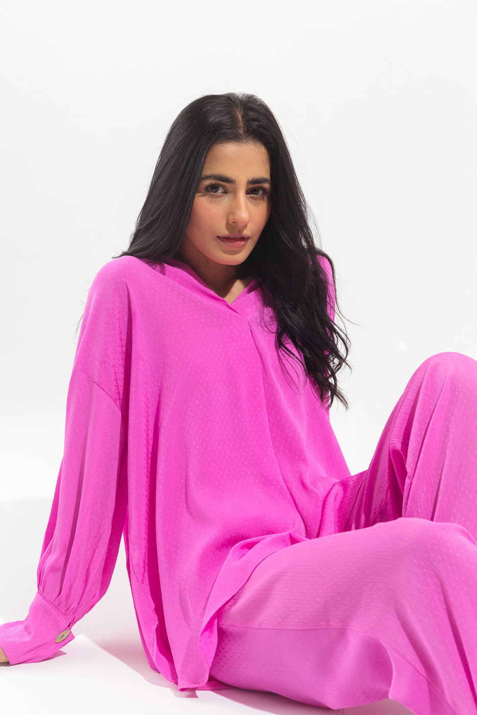 Fuchsia Pink Crepe Co-Ord Set