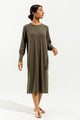 Olive Green Knitted Long Dress