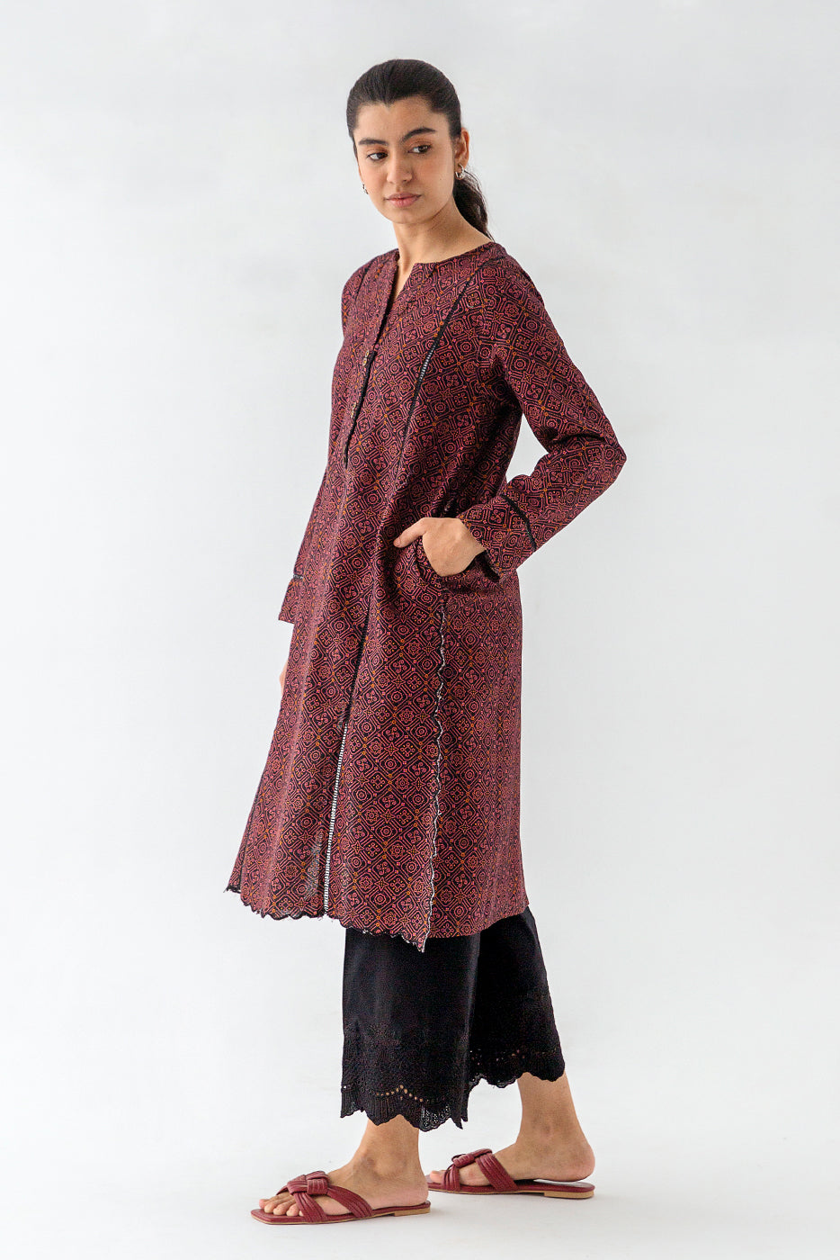 Printed Khaddar Shirt (Pret)