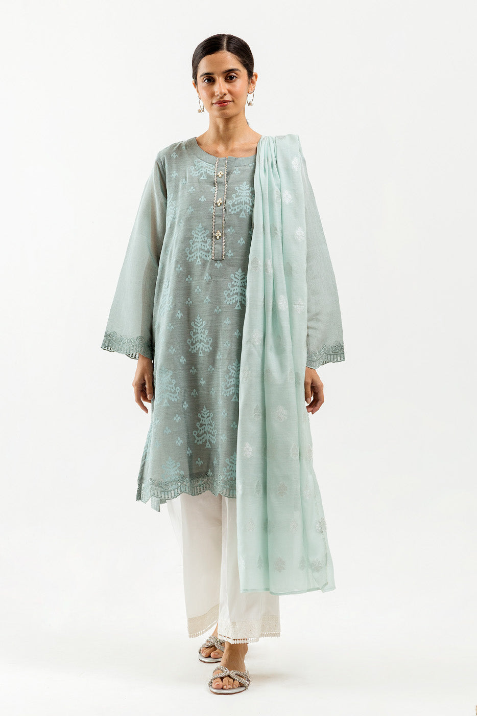 Embroidered Shirt With Dupatta