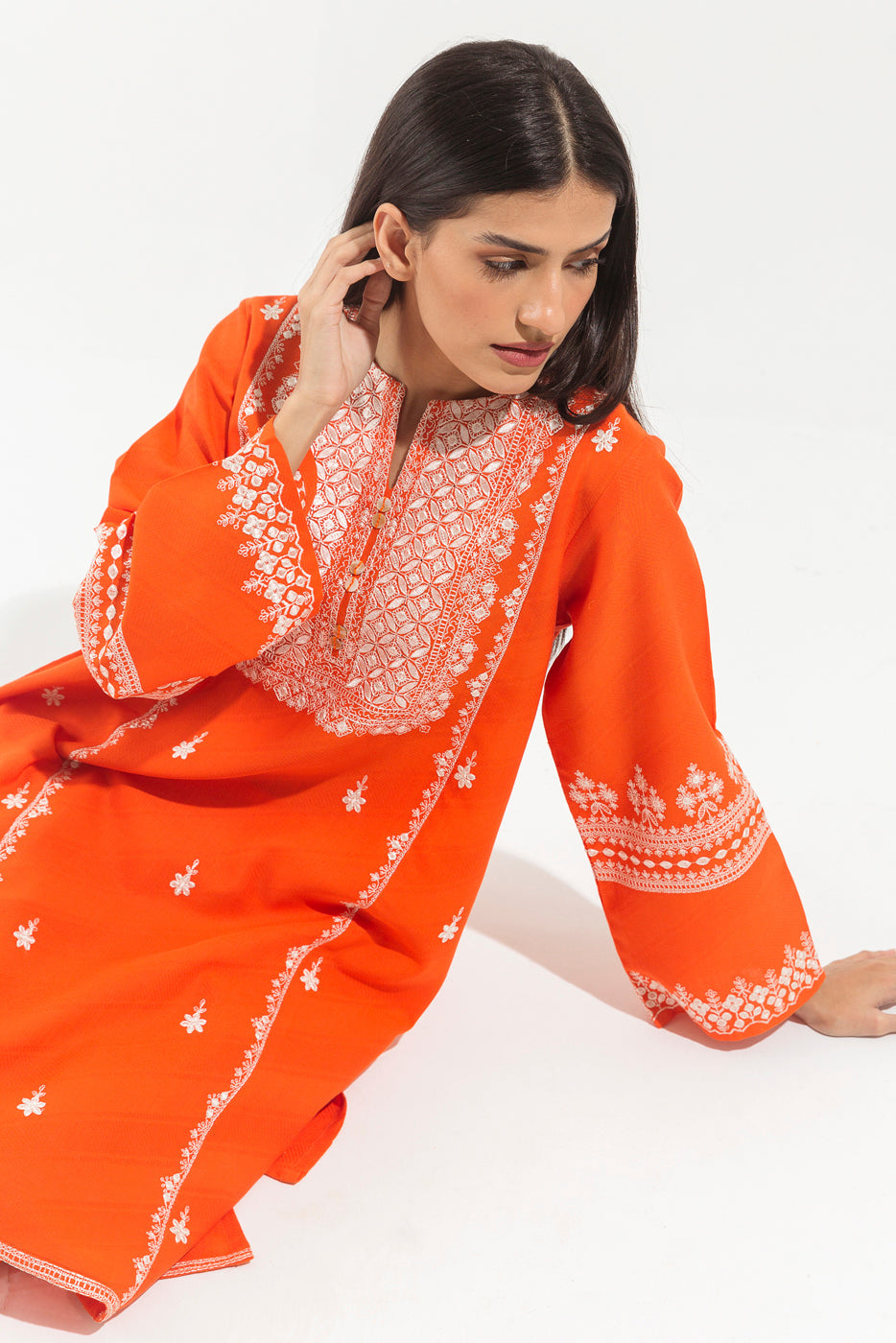 Embroidered Khaddar Jacquard Shirt (Pret)