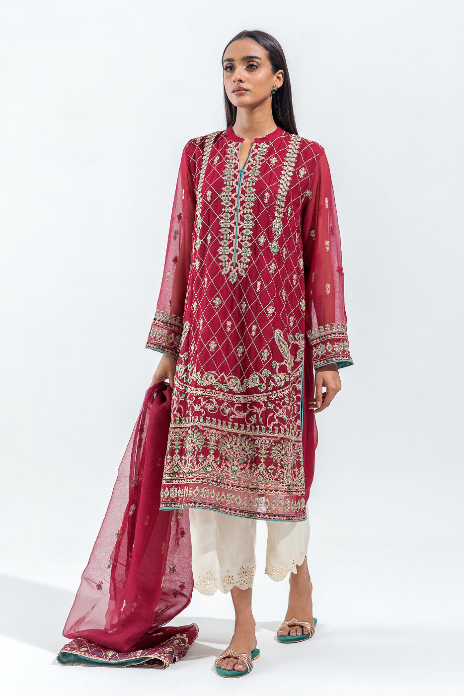 2 Piece Embroidered Chiffon Suit (Luxury Pret)