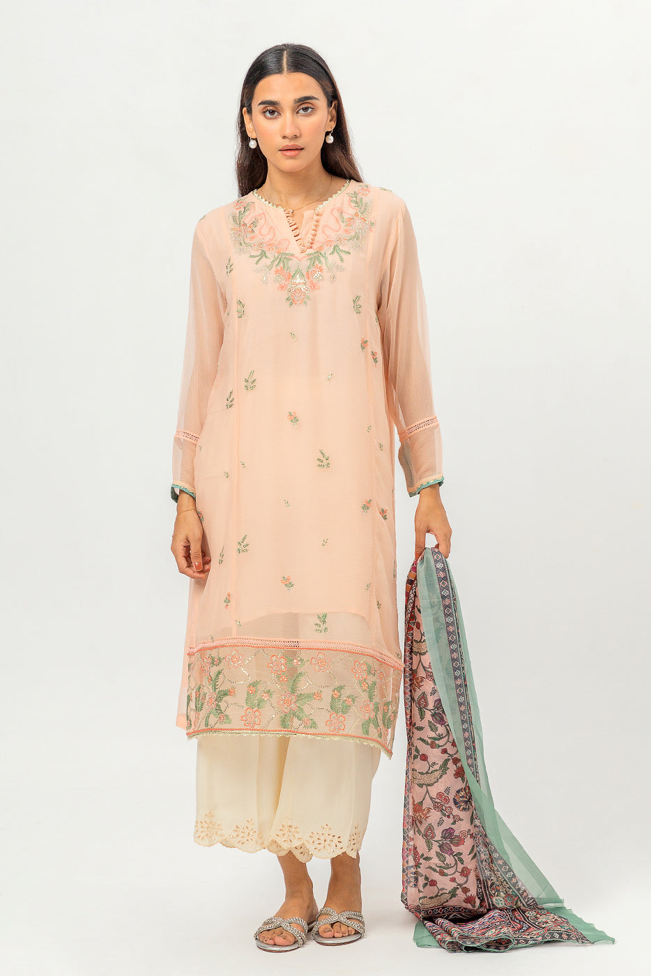 2 Piece Embroidered Chiffon Suit (Luxury Pret)