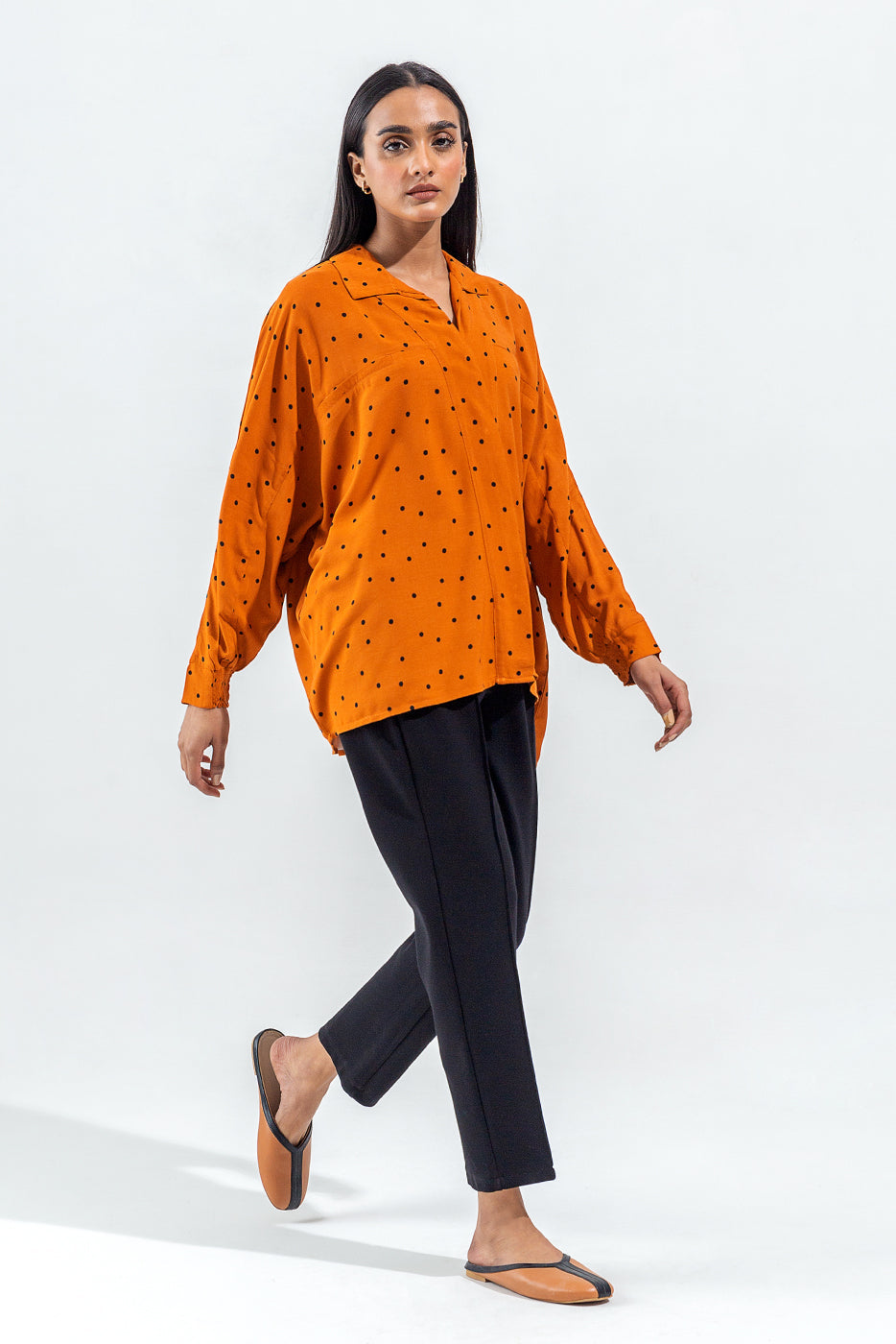 Orange And Black Polka Dot Shirt
