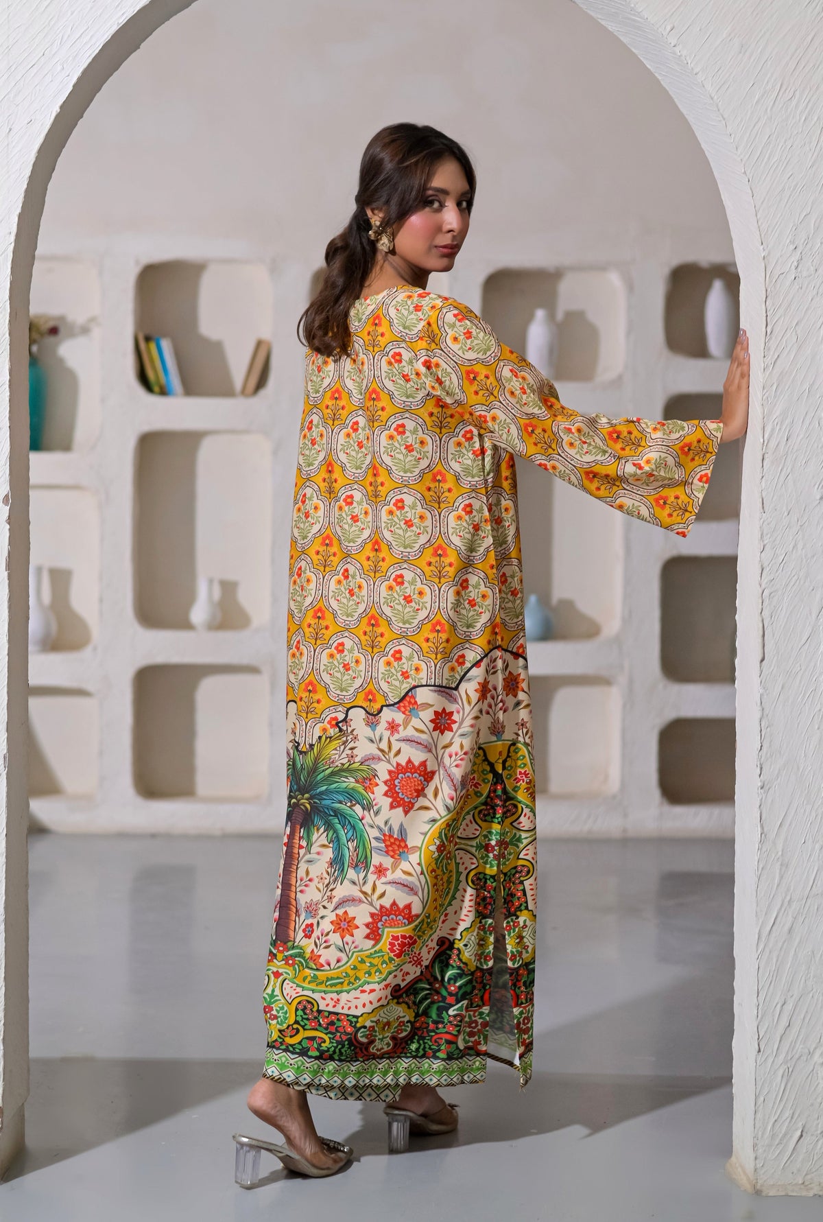 Poshkari Luxury Blended Raw Silk Embroidered 2Pc Stitched Kaftan Suit PA-110
