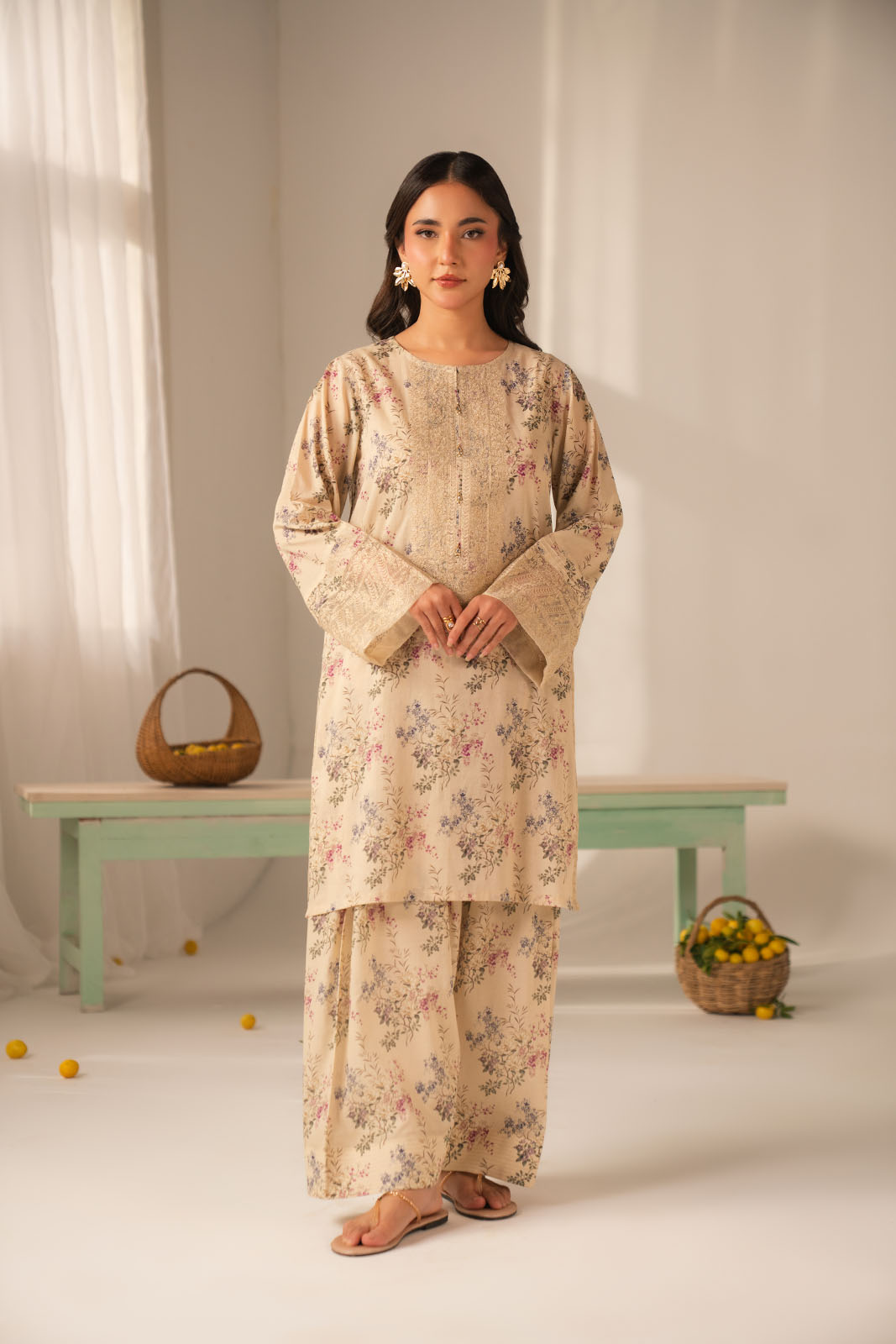 2 Piece Printed Lawn Embroidered Unstitched Suit (UC0126)